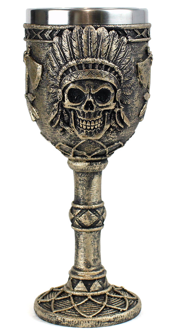 Brass Skull & Headdress Goblet