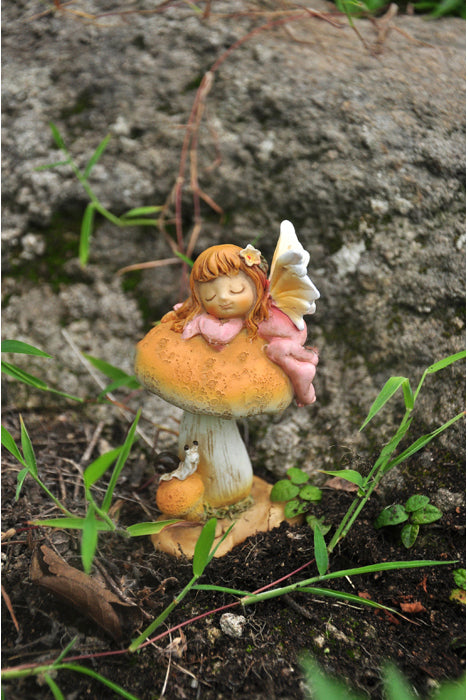 Little Fairy Sleeping on Mushroom