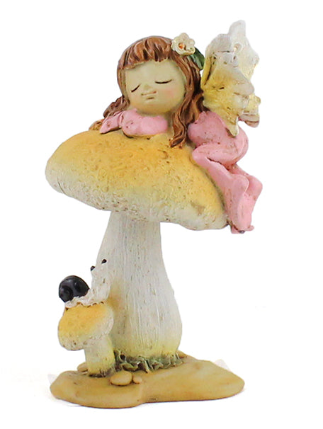 Little Fairy Sleeping on Mushroom