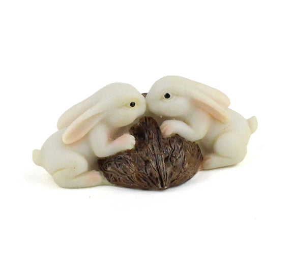 Bunnies Kissing on Walnut