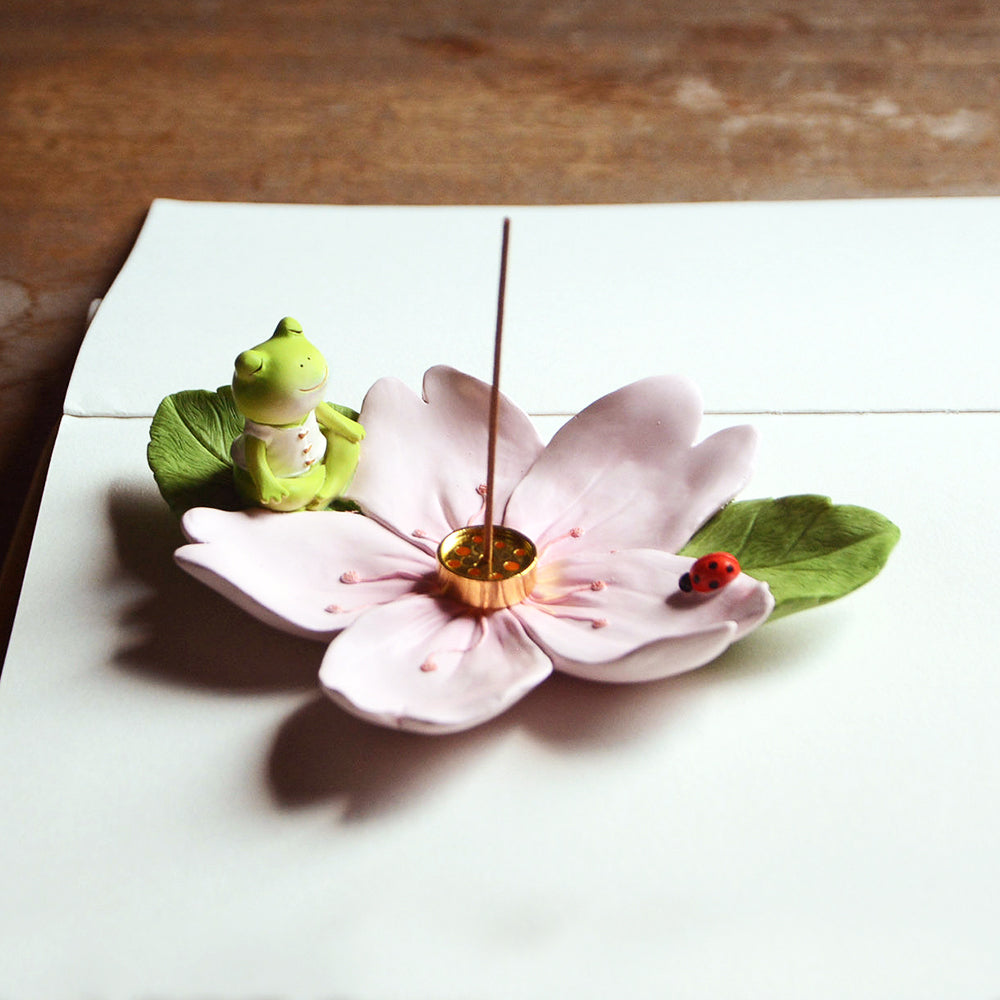 Frog & Cherry Blossom Incense Holder