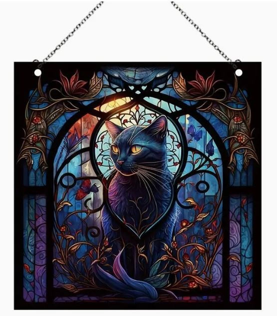 Black Cat Acrylic Window Hanging