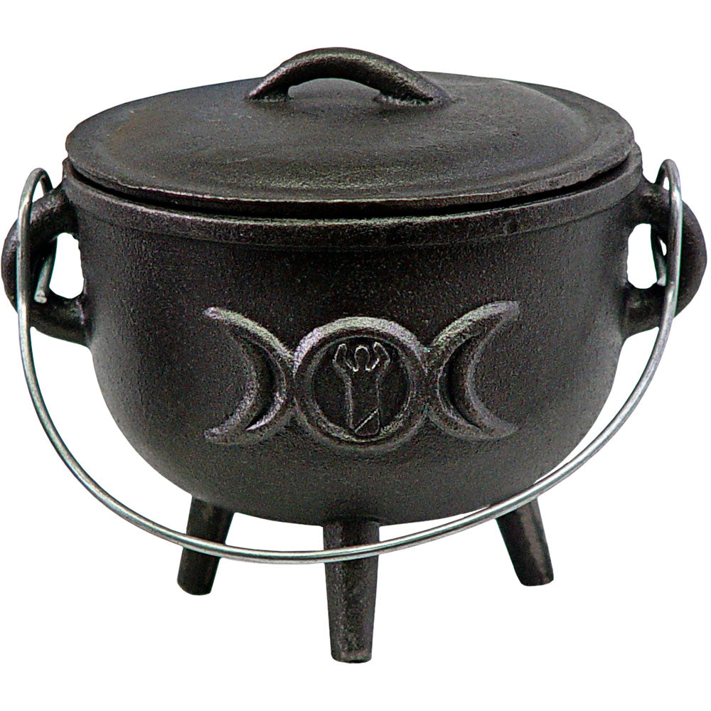 Triple Moon Goddess Cast Iron Cauldron