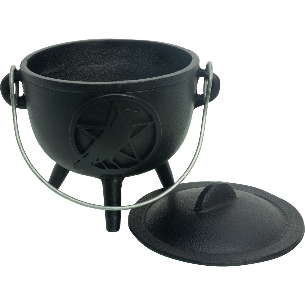 Pentacle & Raven Cast Iron Cauldron