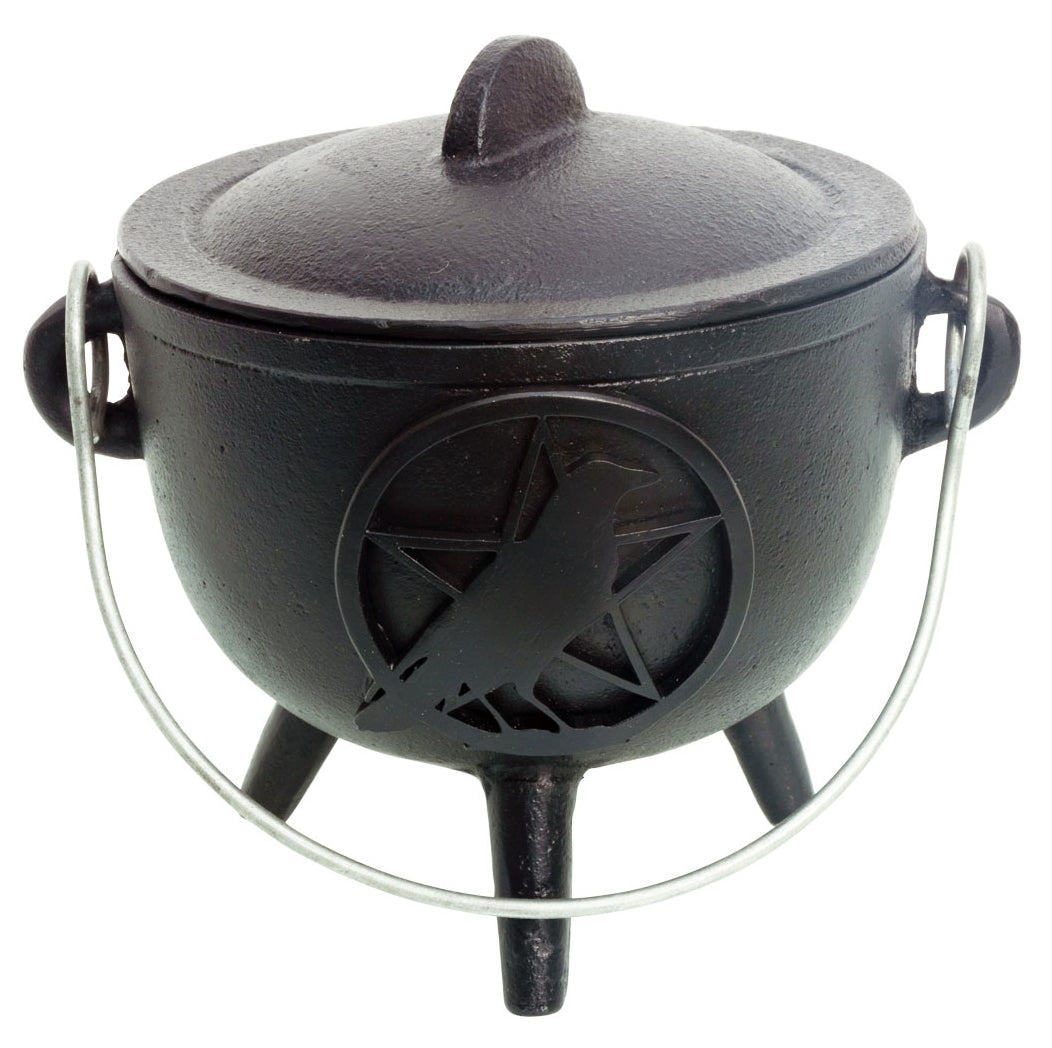 Pentacle & Raven Cast Iron Cauldron