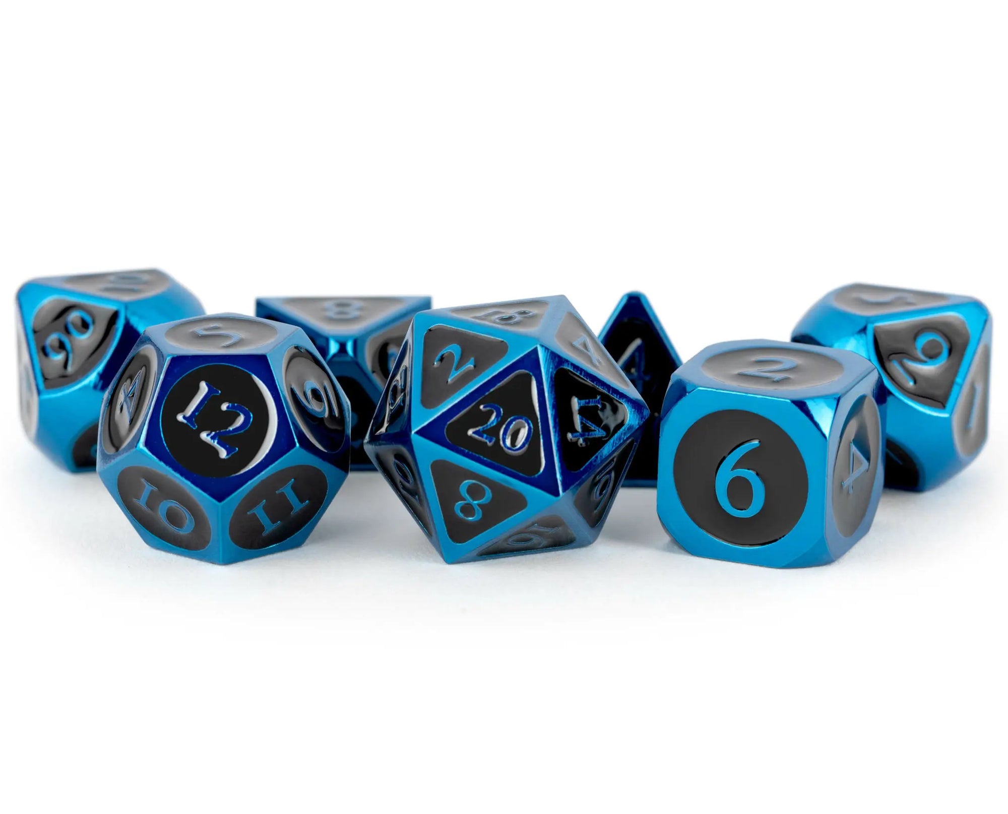 Blue with Black Enamel Metal Dice Set