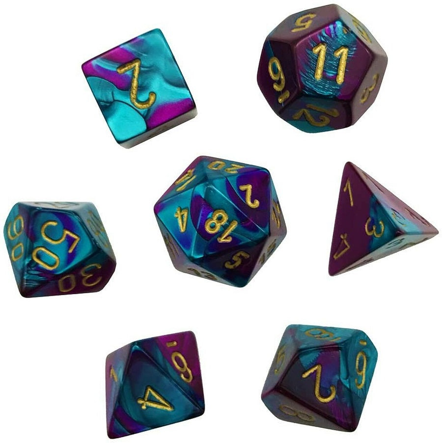 Gemini Mini 7-Die Set: Purple-Teal/Gold