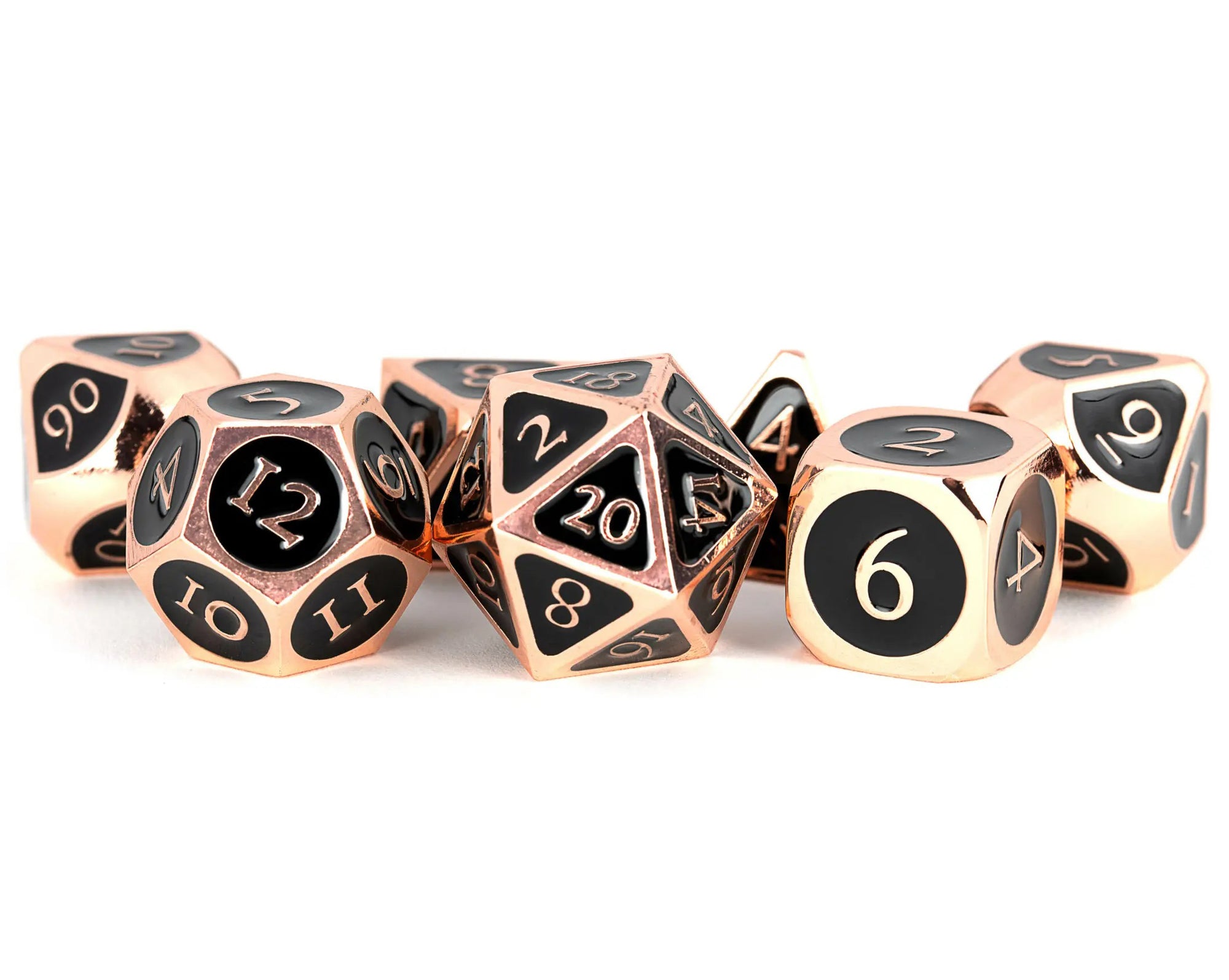 Antique Copper with Black Enamel Metal Dice Set