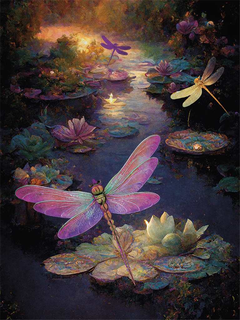 Dragonflies & Lilies Card