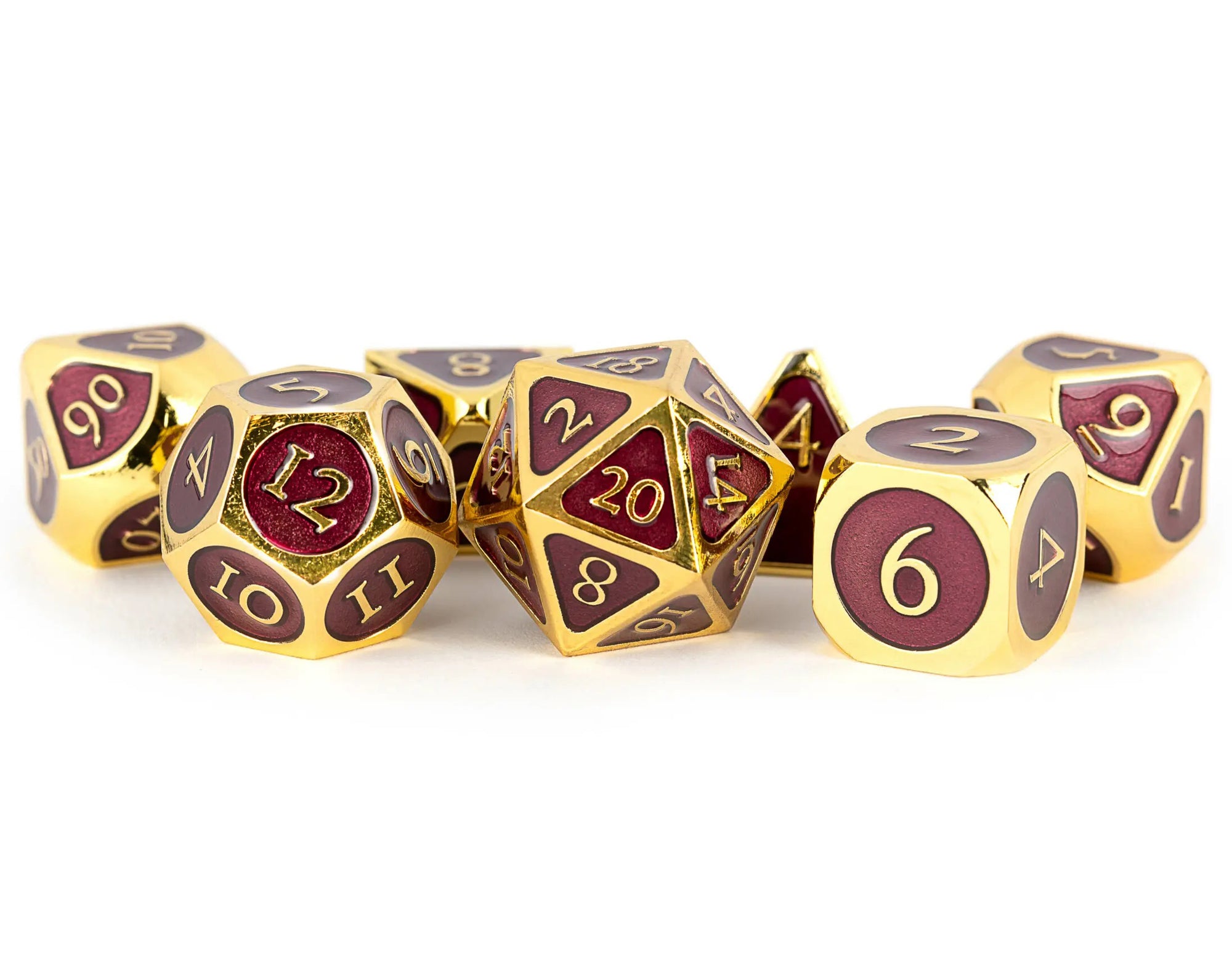 Gold with Purple Enamel Metal Dice Set