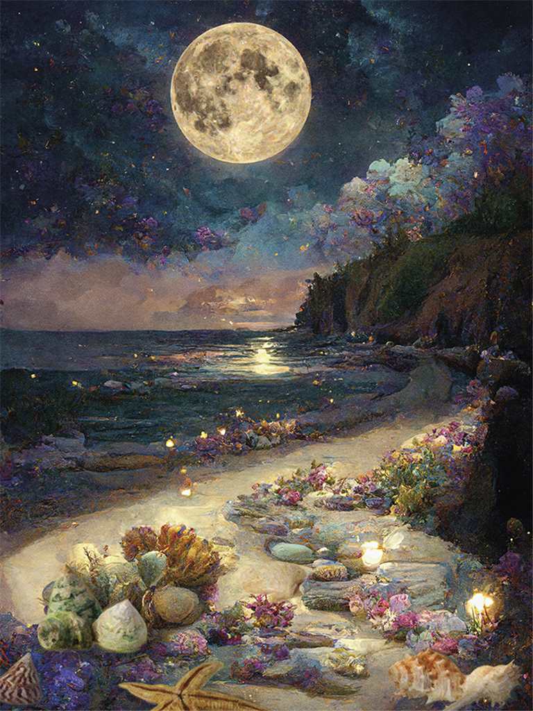 Moonlit Beach Card