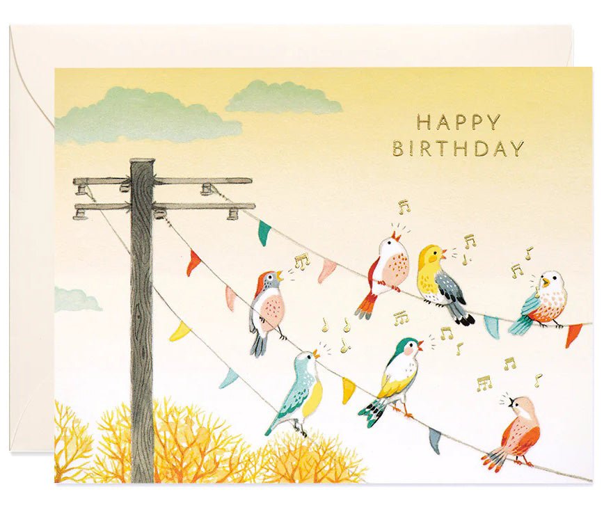 Birds on a Wire Birthday Card