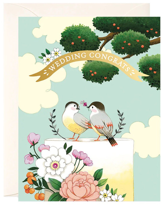 Birds on Wedding Cake Card