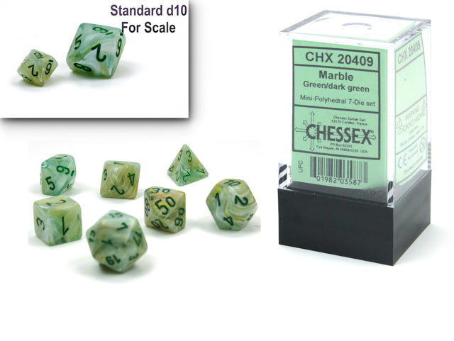 Marble Mini 7-Die Set: Green/Dark Green