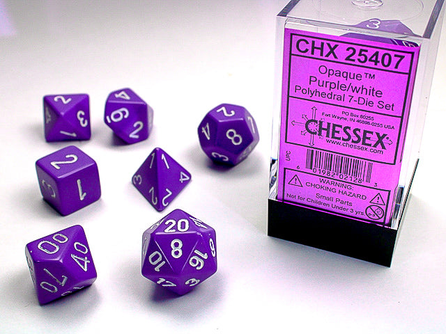 Opaque 7-Die Set: Purple/White