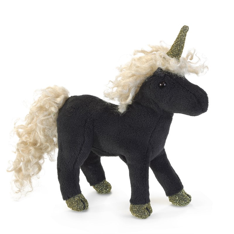 Mini Black Unicorn Finger Puppet