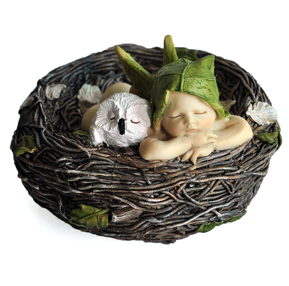 Fairy Baby & Owl in Nest