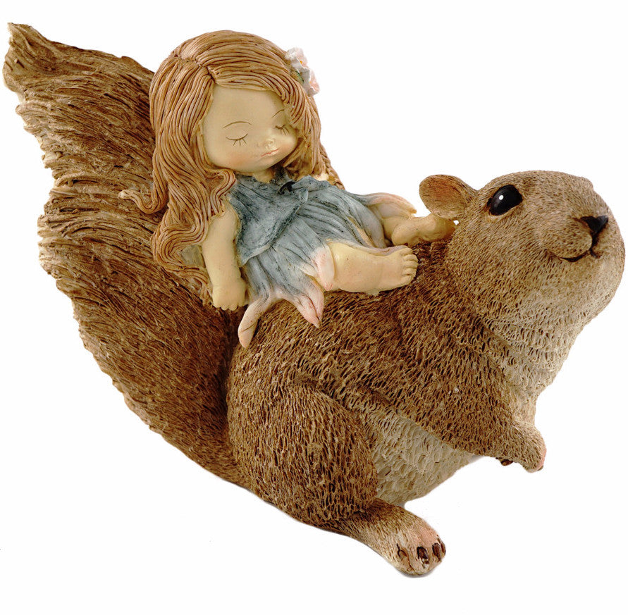 Little Fairy Sleeping on Squirrel