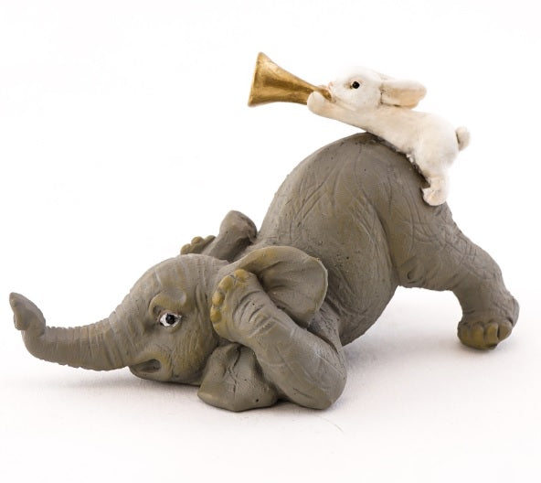 Elephant & Bunny Playing Horn