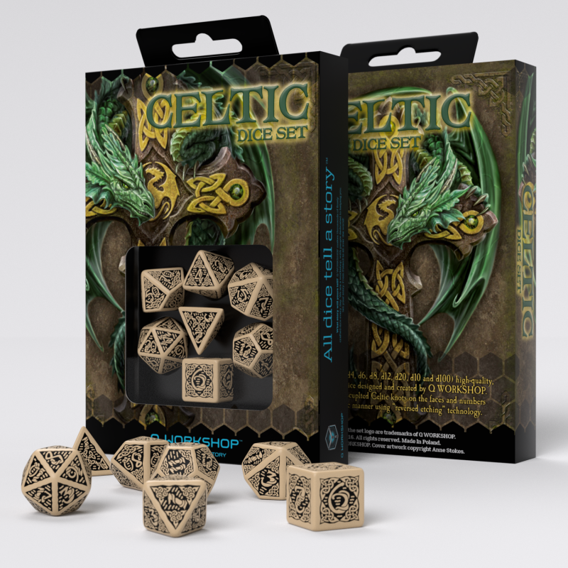 Celtic Dice Set (Beige & Black)