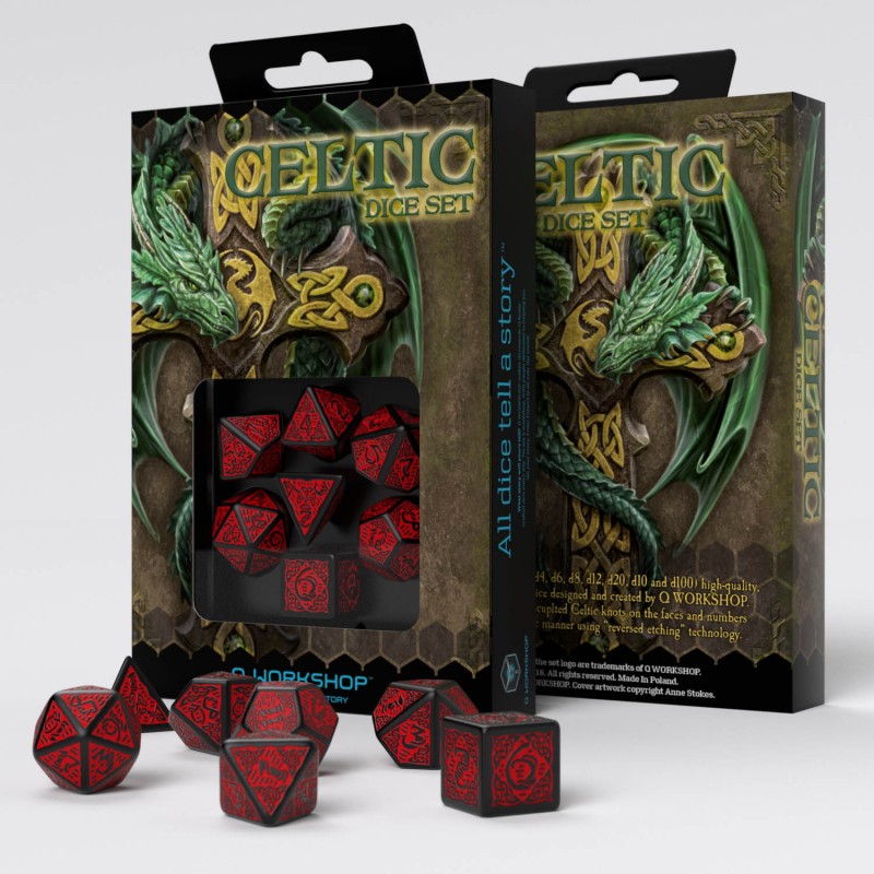 Celtic Dice Set (Black & Red)