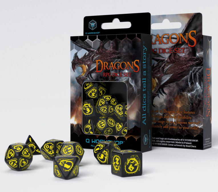 Dragons Dice Set (Black & Yellow)