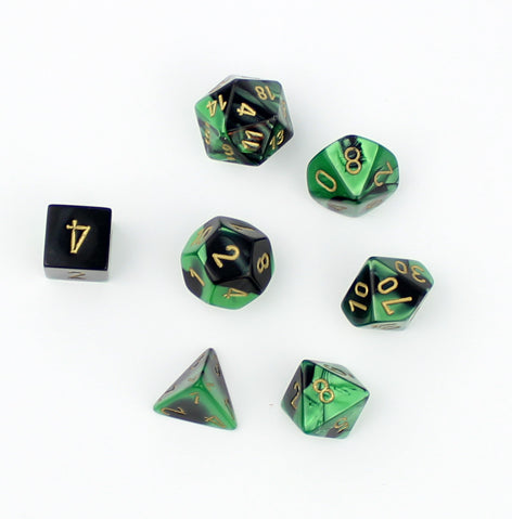 Gemini 7-Die Set: Black/Green/Gold