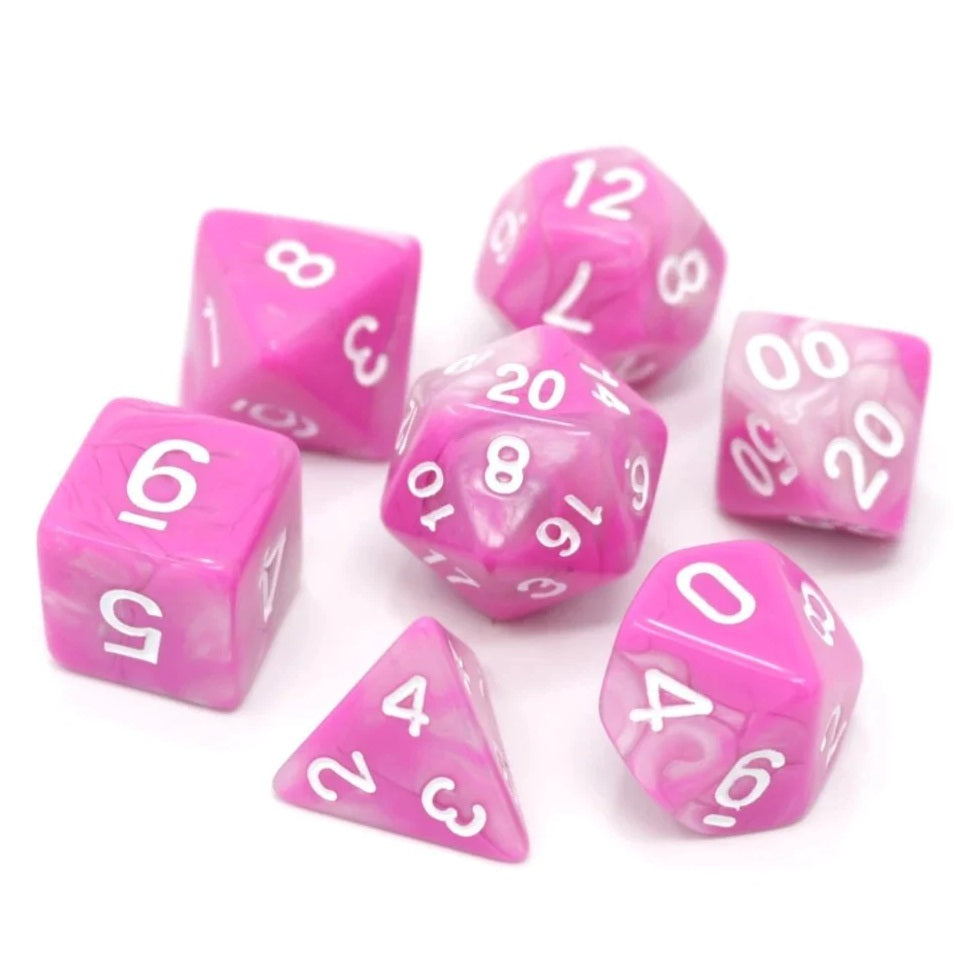 7-Die RPG Dice Set: Tickled Pink
