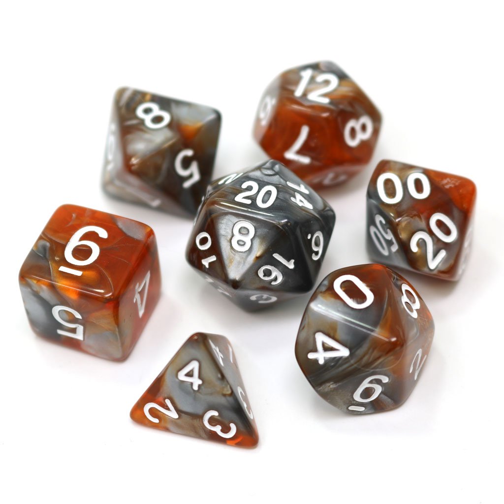 7-Die RPG Dice Set: Amber Shard