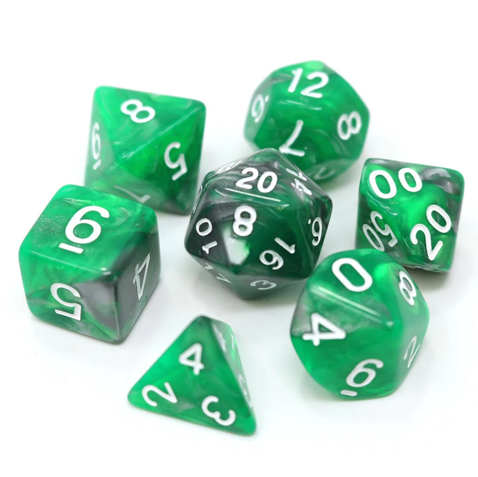 7-Die RPG Dice Set: Emerald Ore