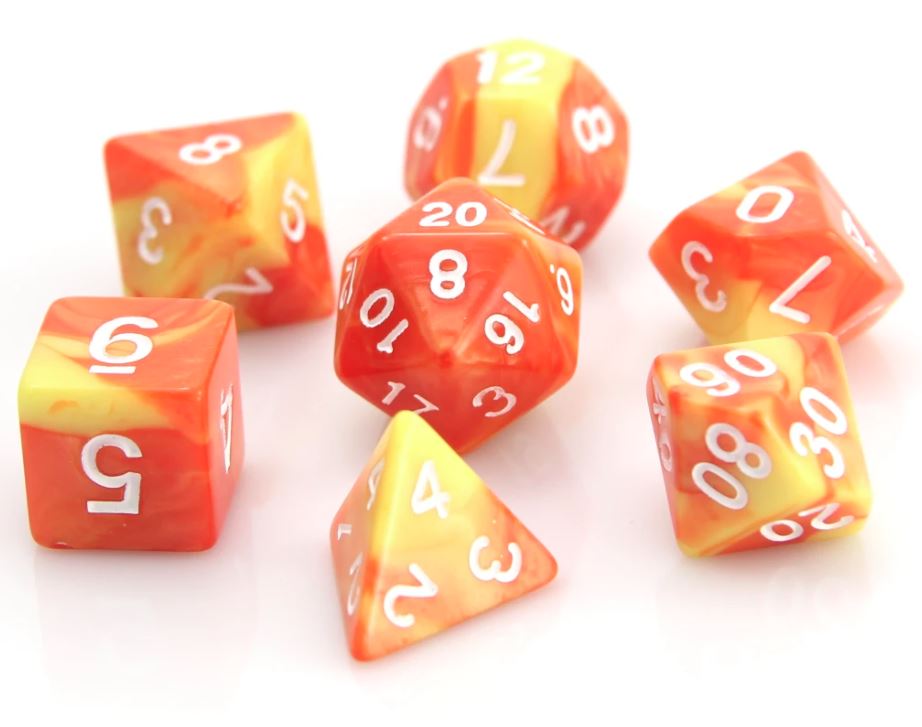 7-Die RPG Dice Set: Fireball