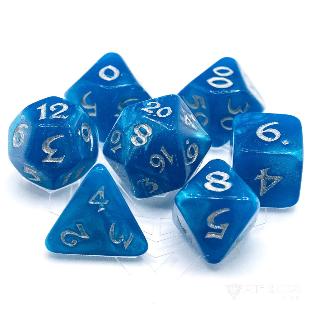 7-Die RPG Dice Set: Elessia Wish Song with Silver