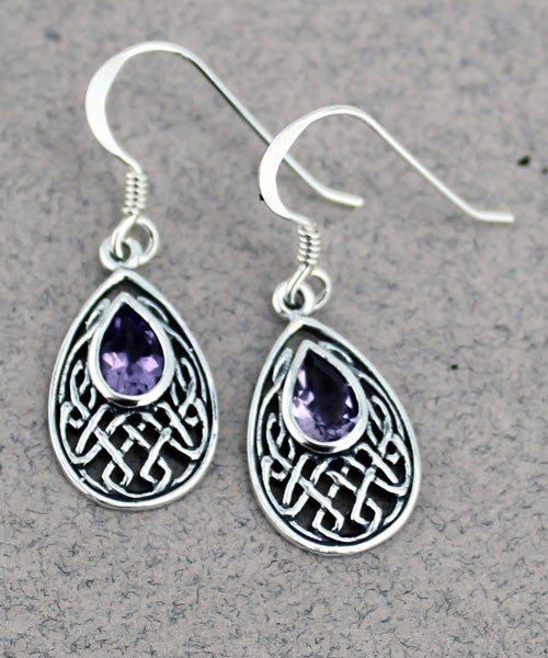 Celtic Earrings with Gem -- DragonSpace