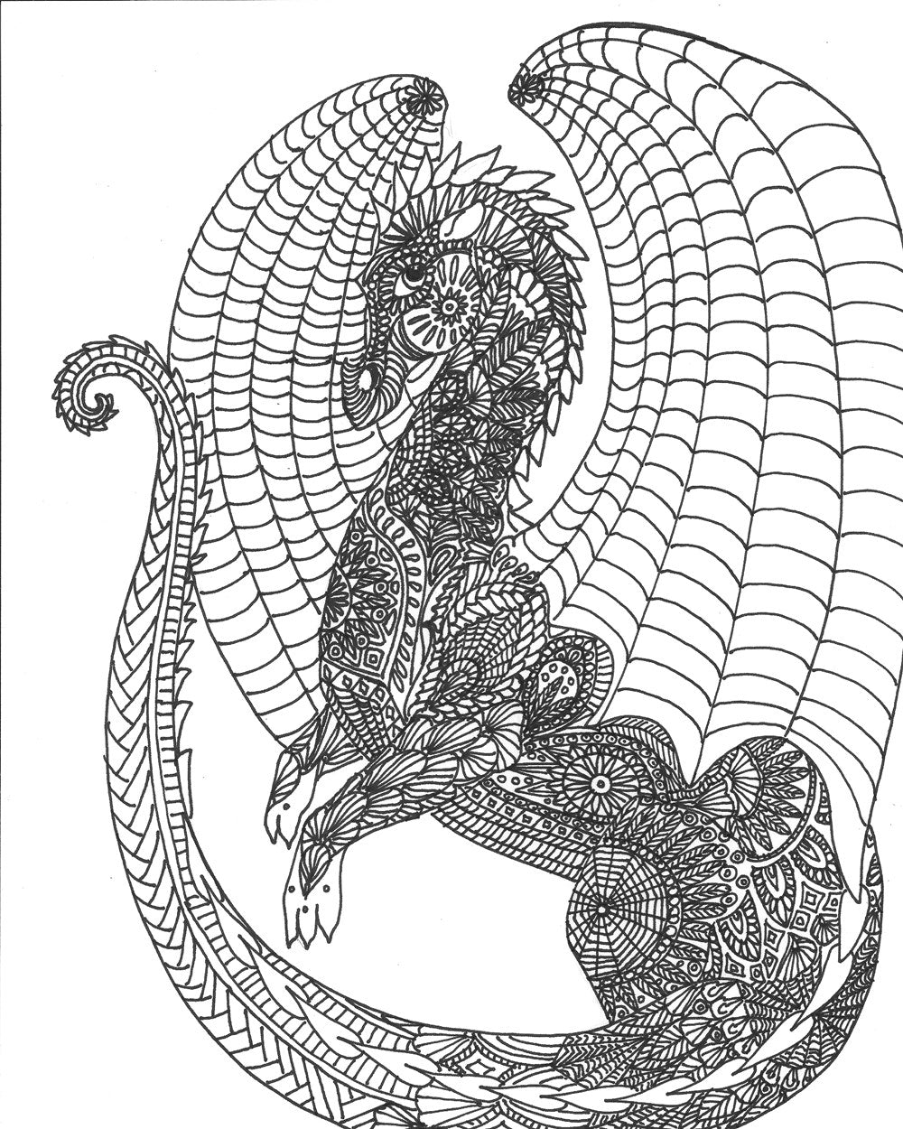 Zendoodle Coloring: Majestic Dragons