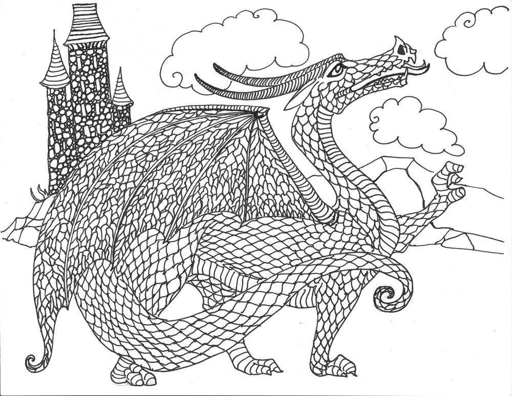 Zendoodle Coloring: Majestic Dragons