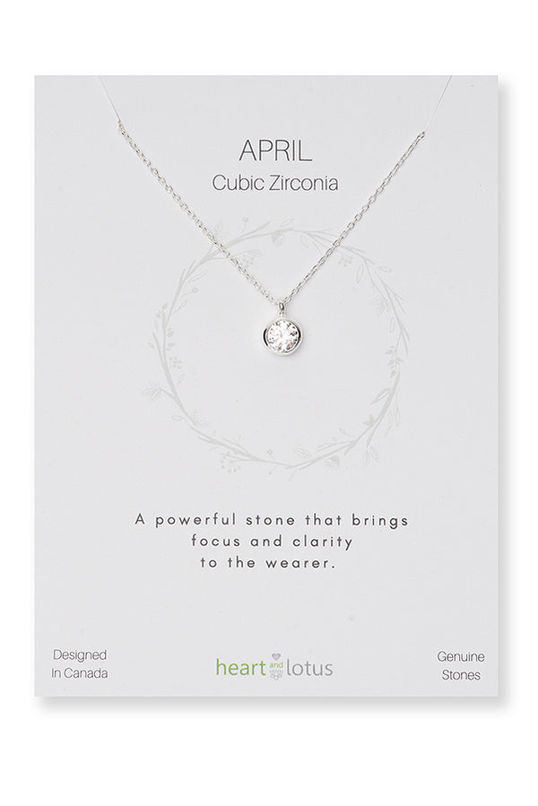 April Birthstone Necklace Cubic Zirconia DragonSpace Gift Shop