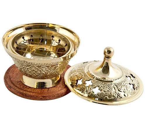 Brass Carved Charcoal Burner