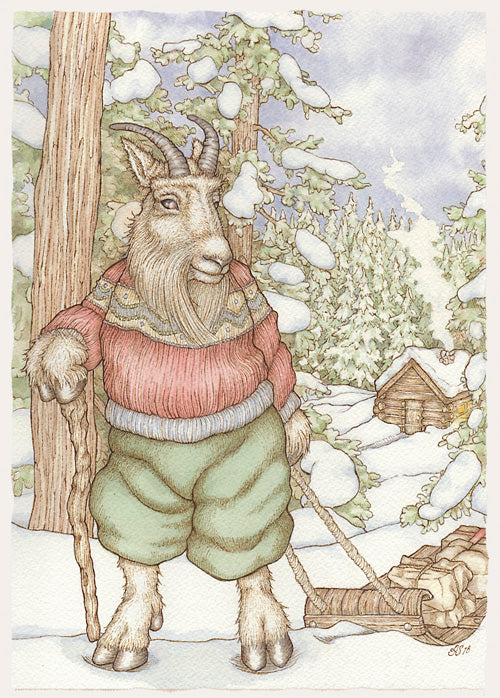 Winter Goat Card
