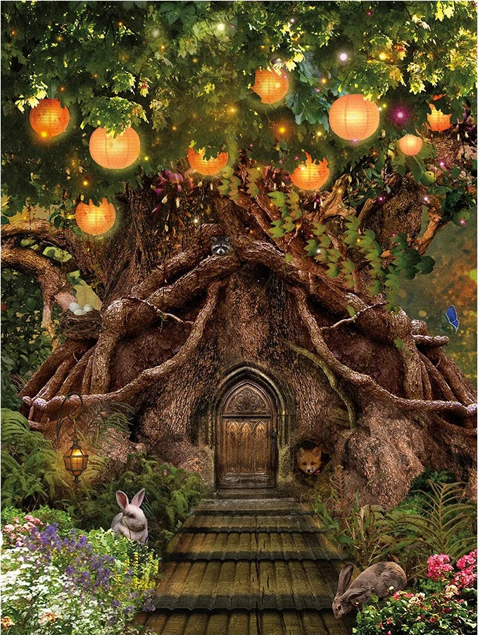 Japanese Lantern Treehouse Card