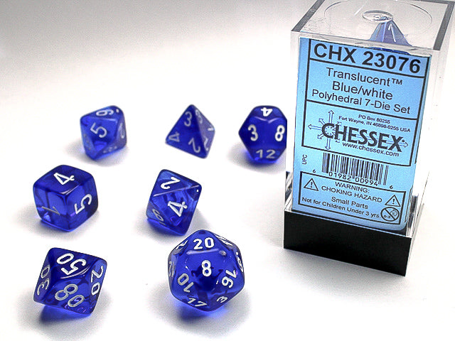Translucent 7-Die Set: Blue/White