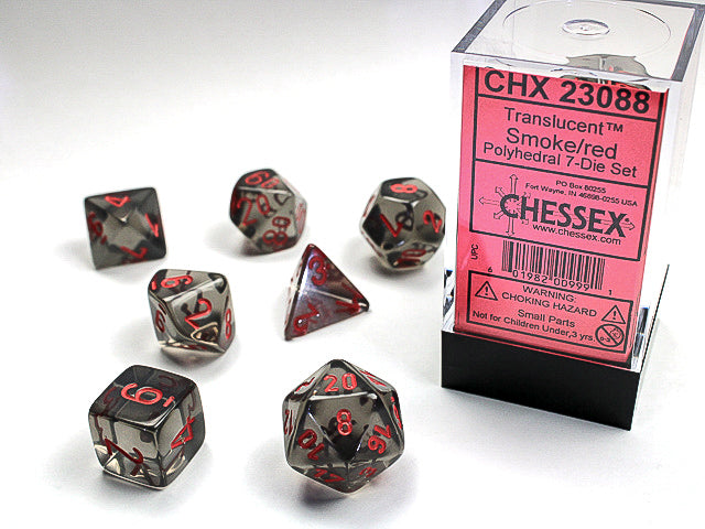 Translucent 7-Die Set: Smoke/Red