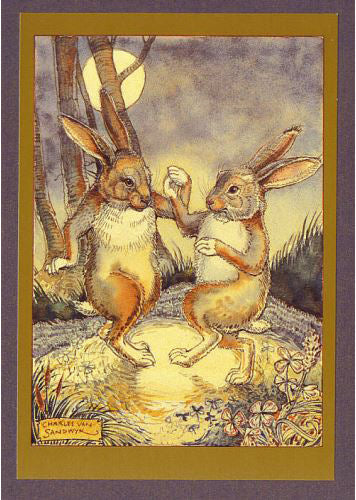 Hares Dancing Card