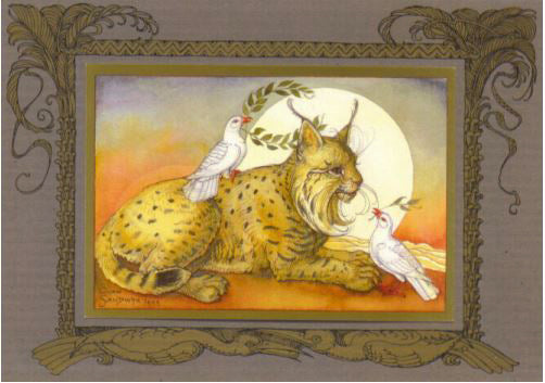 Lynx with Doves Card