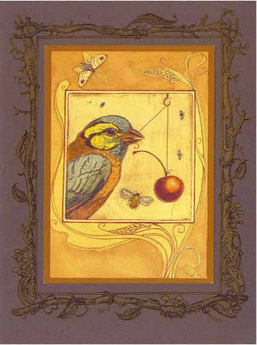 Finch with Cherry Card -- DragonSpace