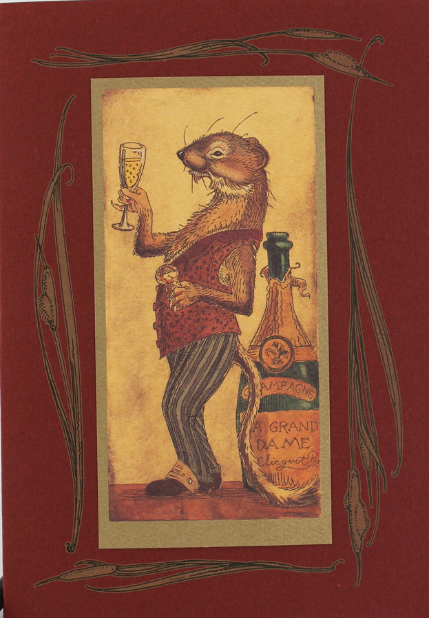 Weasel with Champagne Card