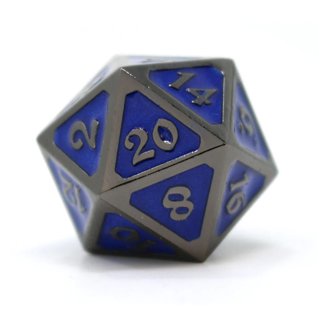 Sinister Sapphire D20 Metal Die