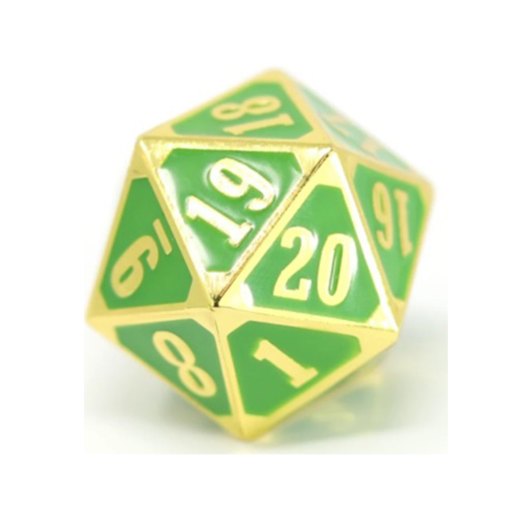 Gold & Green D20 Metal Die