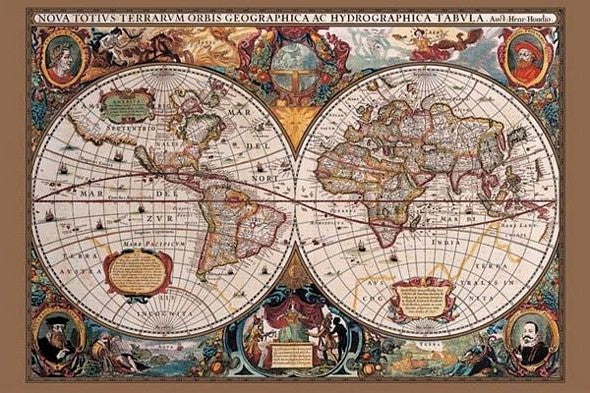 17th Century World Map Poster