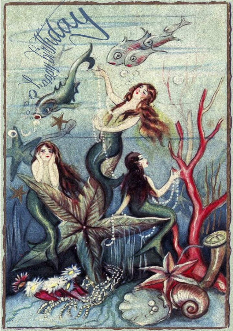 We Three Mermaids Birthday Card