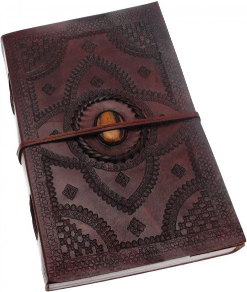 A4 Embossed Leather Journal with Gemstone -- DragonSpace